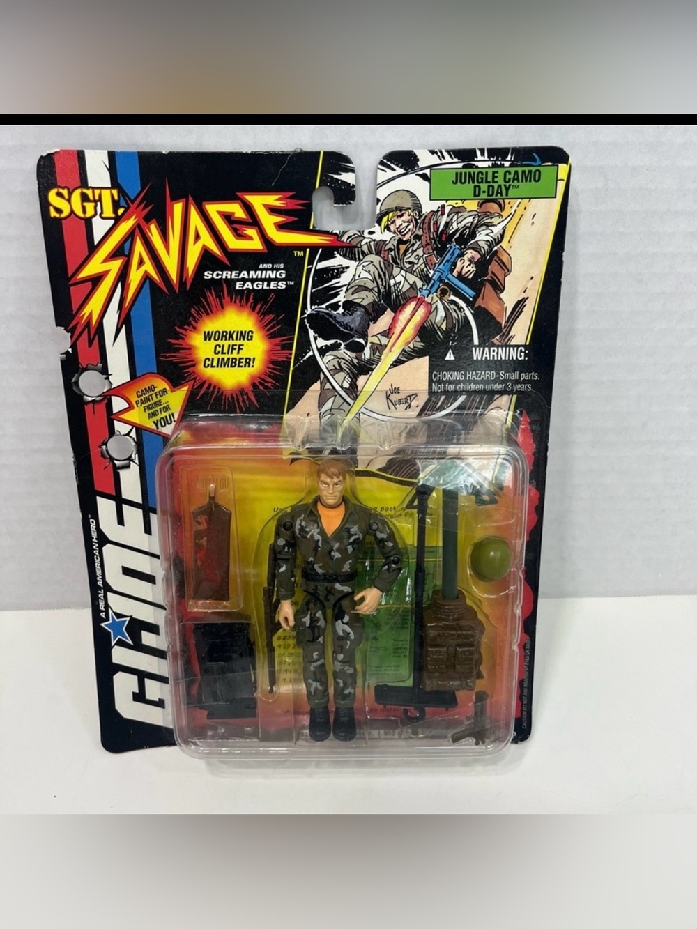 GI JOE Vintage SGT Savage Jungle Camo D-Day Action Figure hasbro 1994 toy NWT